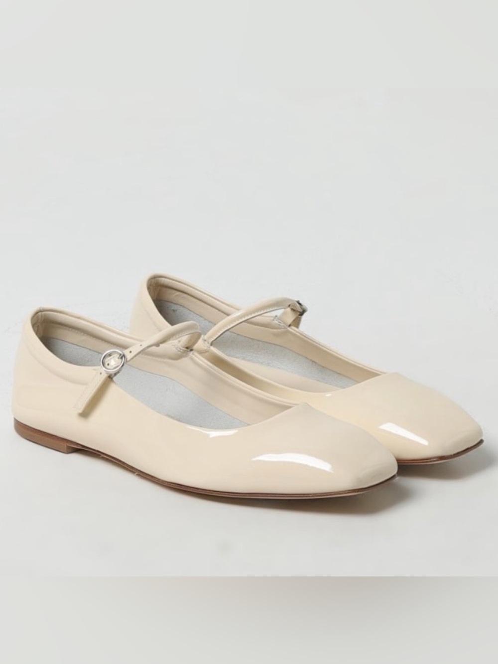 Aeyde Cream Patent Uma Mary Jane Flats
